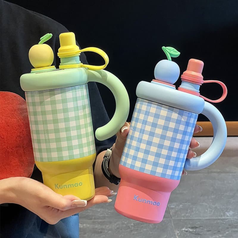 800ml Check Print With Tumbler