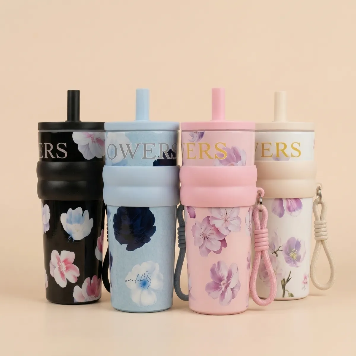 750ml Floral Straw Tumbler