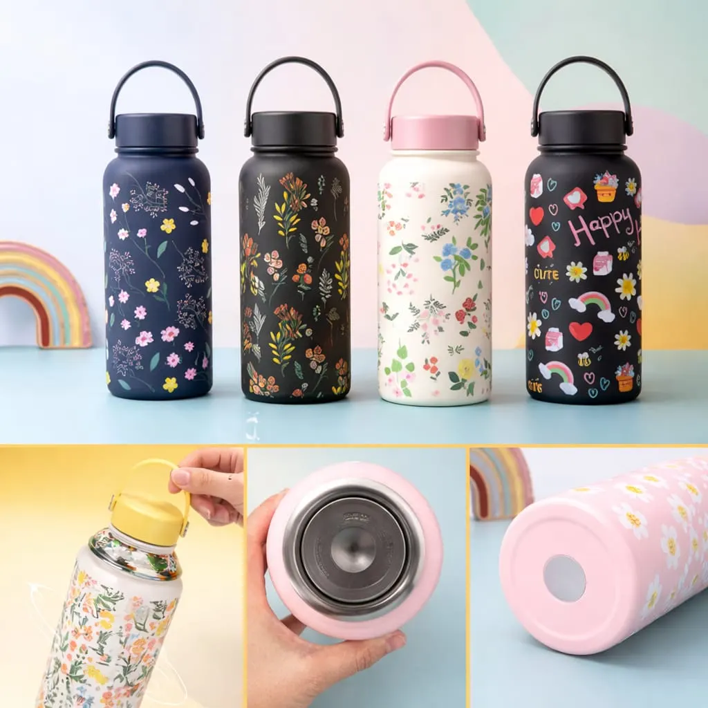 1000ml Floral Insulated Bottle