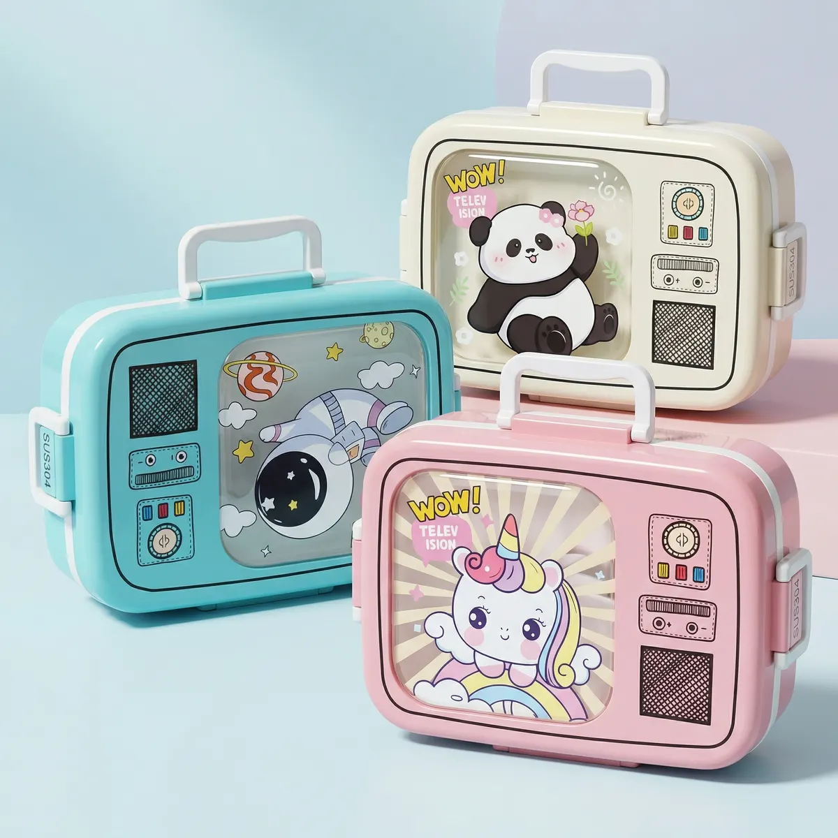 Compartment Cartoon Tv Lunch Box