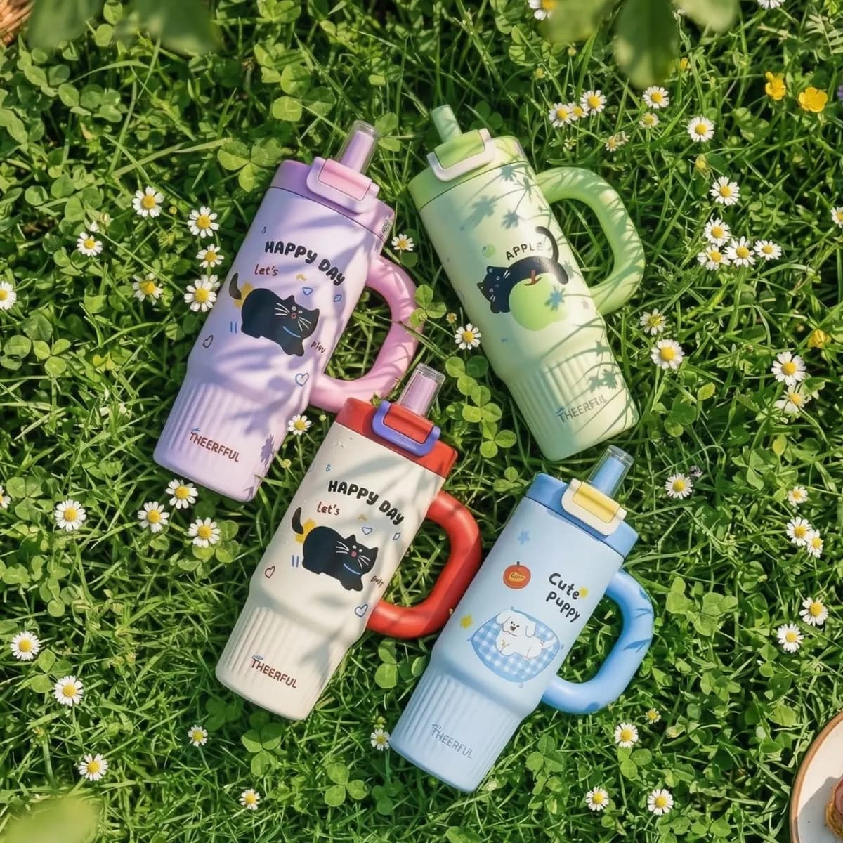 600ml Kawaii Handle Tumbler