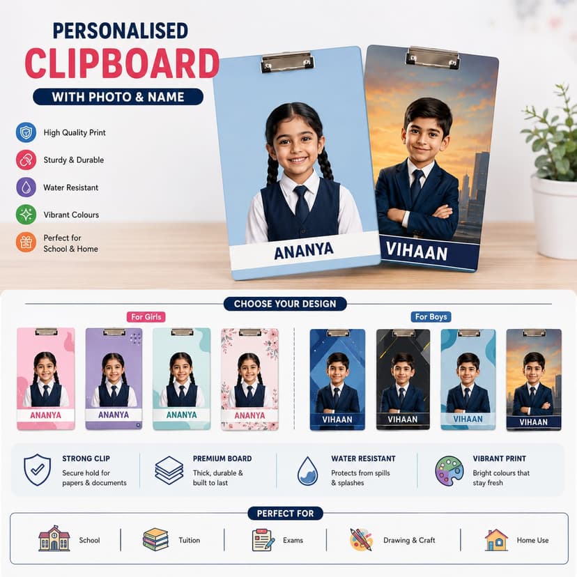 KidKik Personalised Photo & Name Exam Board
