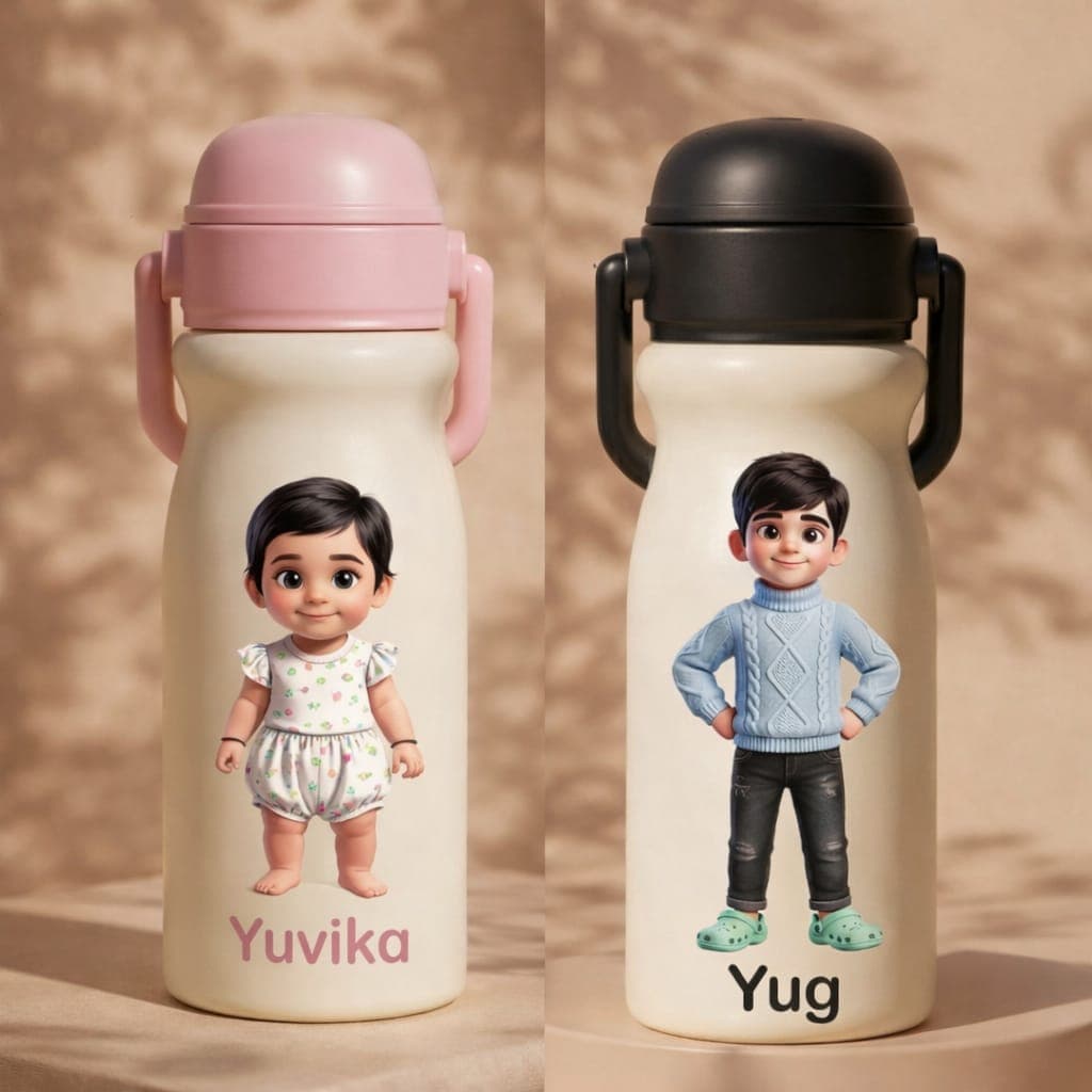 KidKik personalized kids photo water bottle 600ml