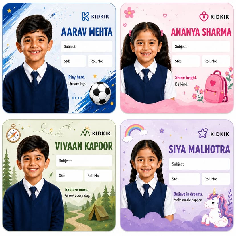 KidKik Personalised Photo & Name Book Labels - Pack of 24