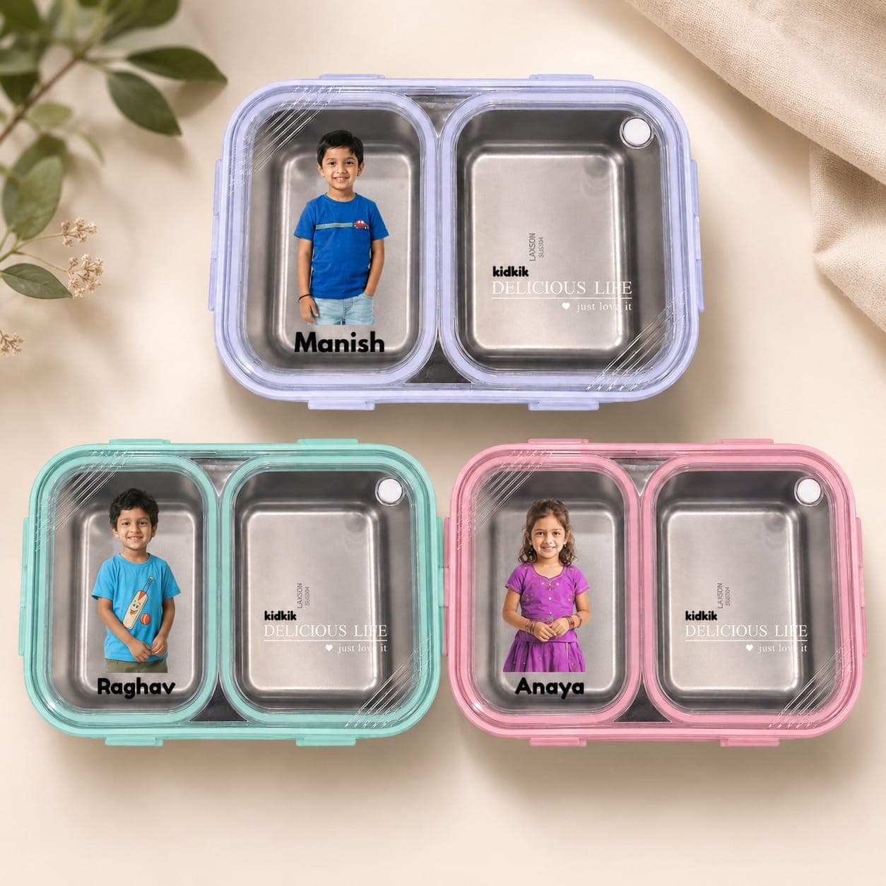 KidKik Personalized Photo + Name Stainless Steel Tiffin Box | KidKik product image 1