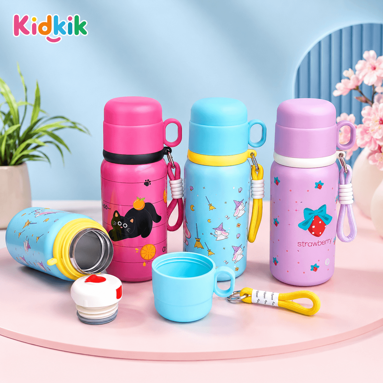 Stainless Steel Insulated Cartoon Printed Kids Sipper with Carry Band - 500 ML